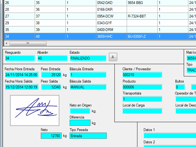 Soporte para captura de firmas.